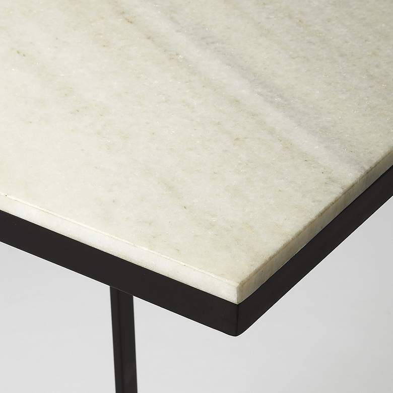 Image 3 Butler Lawler 14 1/4"W Black Metal End Table with Marble Top more views