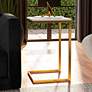 1_Butler Lawler 16" Wide Antique Gold End Table w/ Marble Top