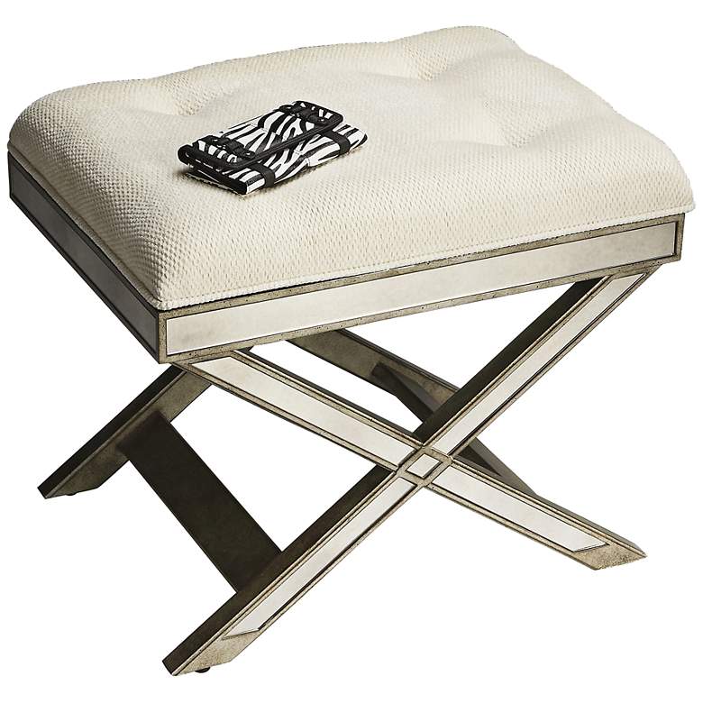 Image 1 Butler Loft Ivory Button-Tufted Vanity Stool
