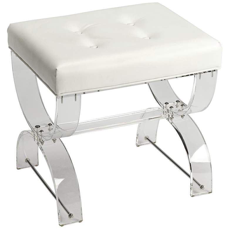 Image 1 Butler Morena White and Clear Acrylic Tufted Vanity Stool