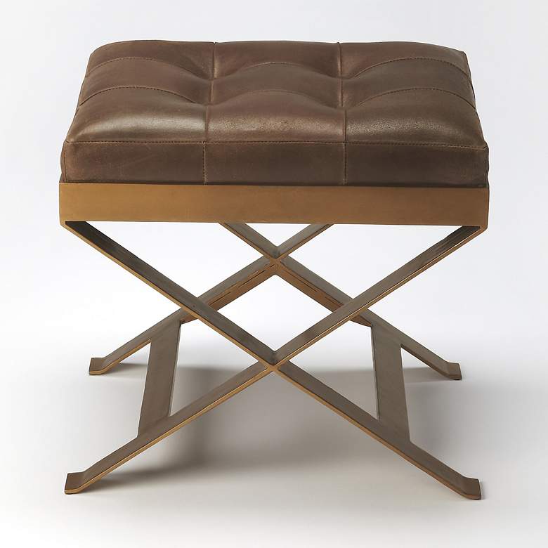 Image 2 Butler Rodrigo Medium Brown Leather Tufted Accent Stool more views