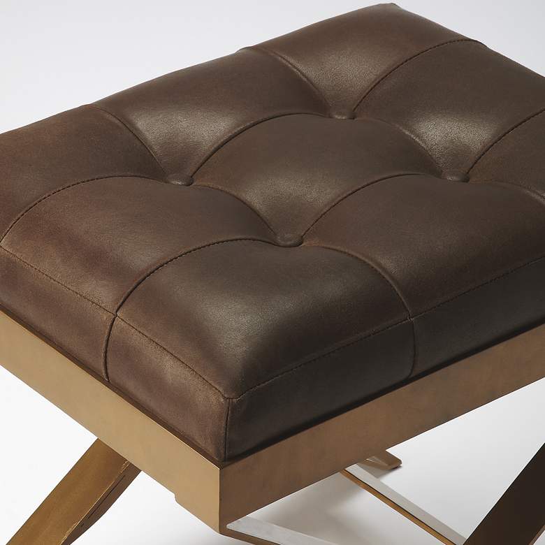 Image 3 Butler Rodrigo Medium Brown Leather Tufted Accent Stool more views