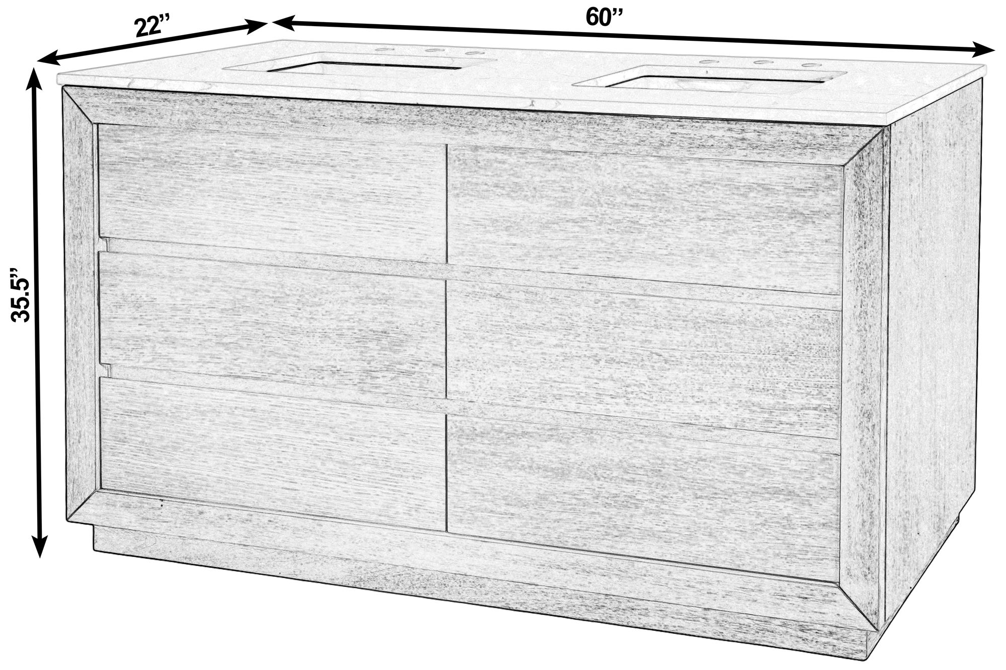 Butler Specialty Company Brady 60 in. W Quartz Top Bathroom Vanity, Natural