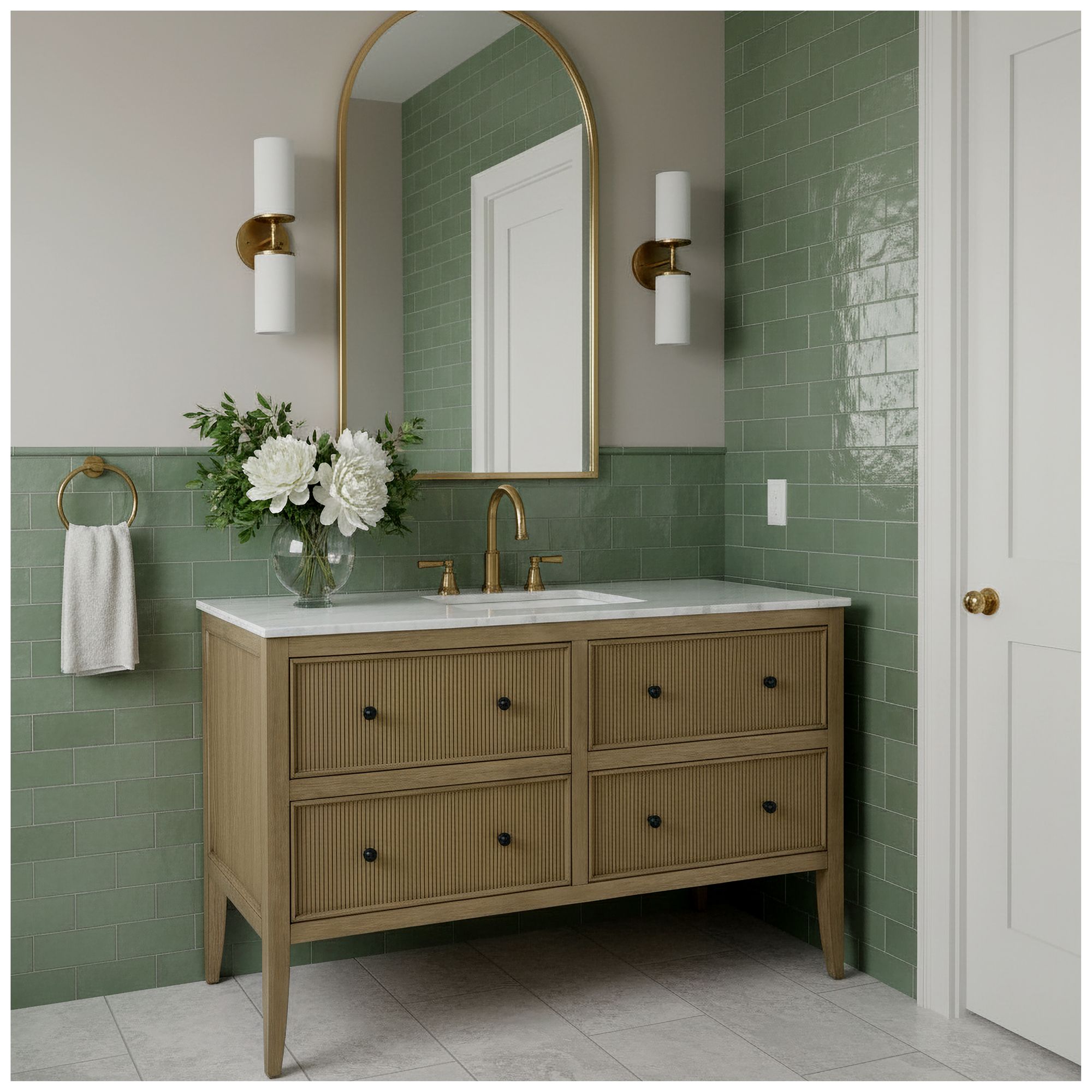 Image 2 Butler Specialty Company Bristol 60"W Marble Top Bathroom Vanity, Oak  more views