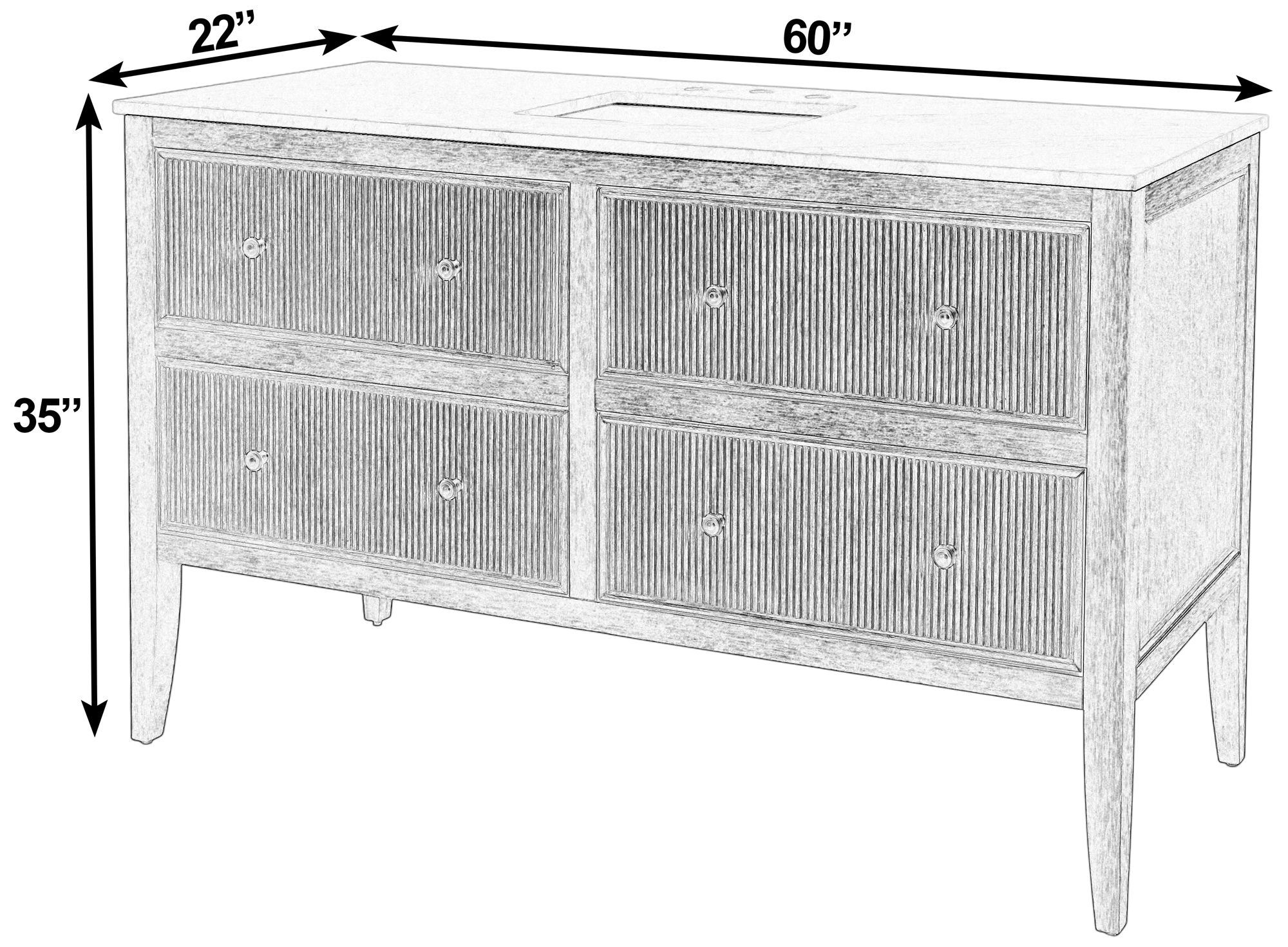 Butler Specialty Company Bristol 60"W Marble Top Bathroom Vanity, Oak Brown