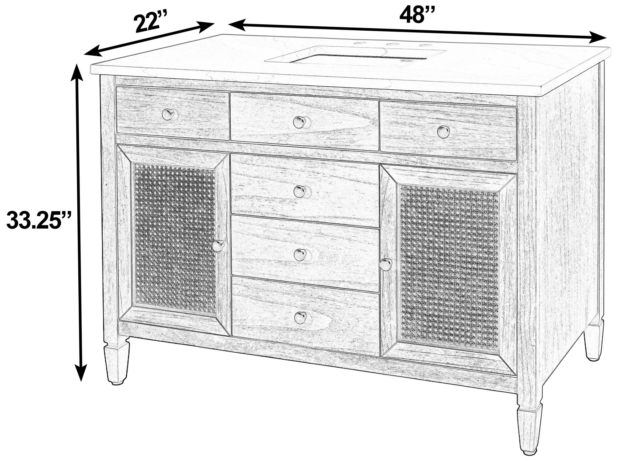 Butler Specialty Company Flagstaff 48" W. Quartz Top Bathroom Vanity, 