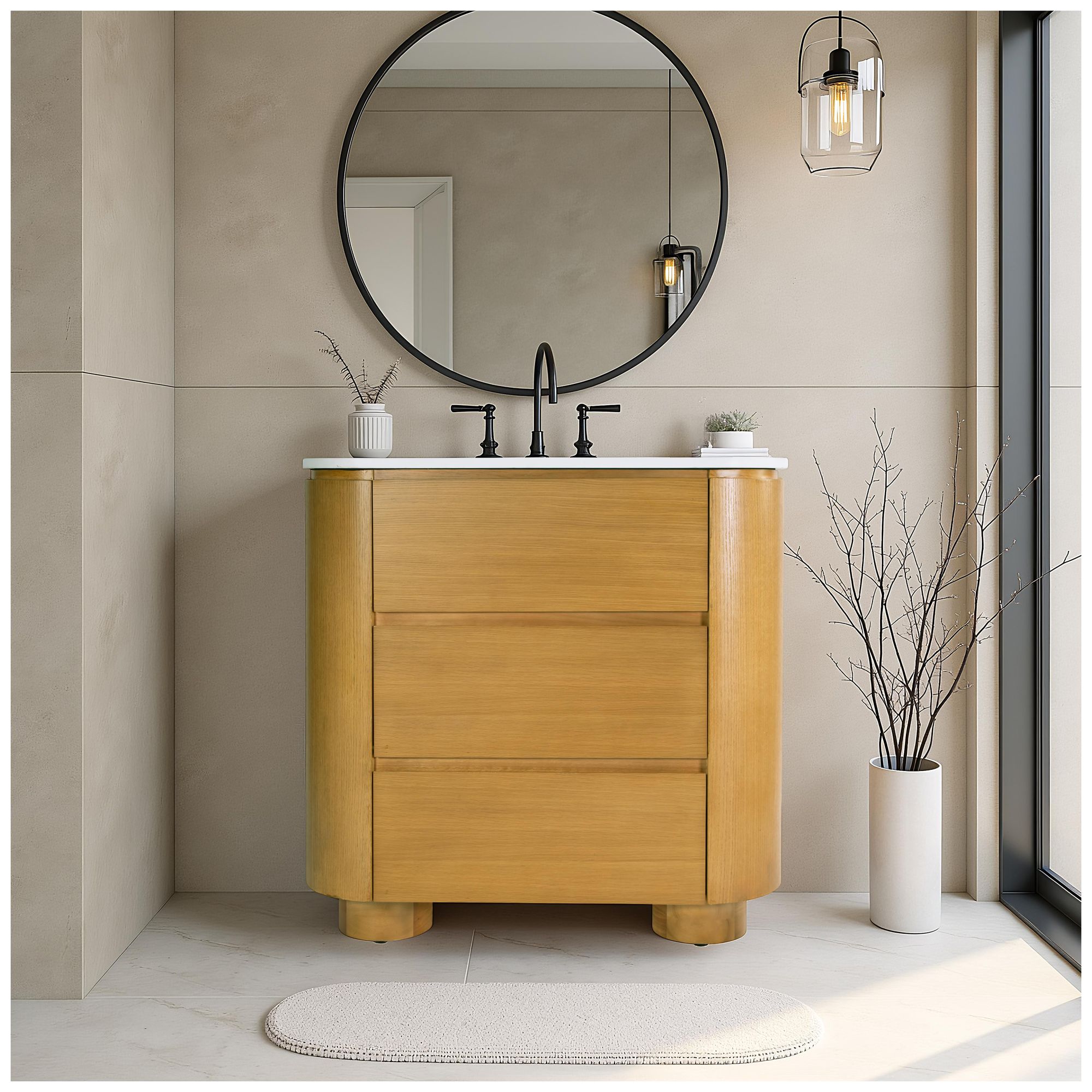 Butler Specialty Company Genoa 36 in. W Quartz Bathroom Vanity, Light Brown