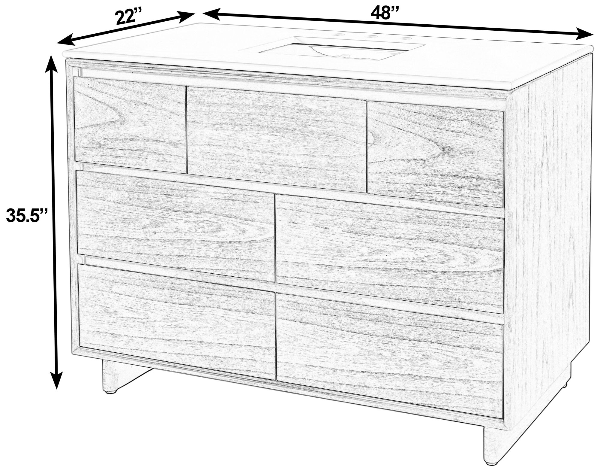 Butler Specialty Company Halmstad 48 in. W 6 Drawer Vanity Set, Blonde Oak