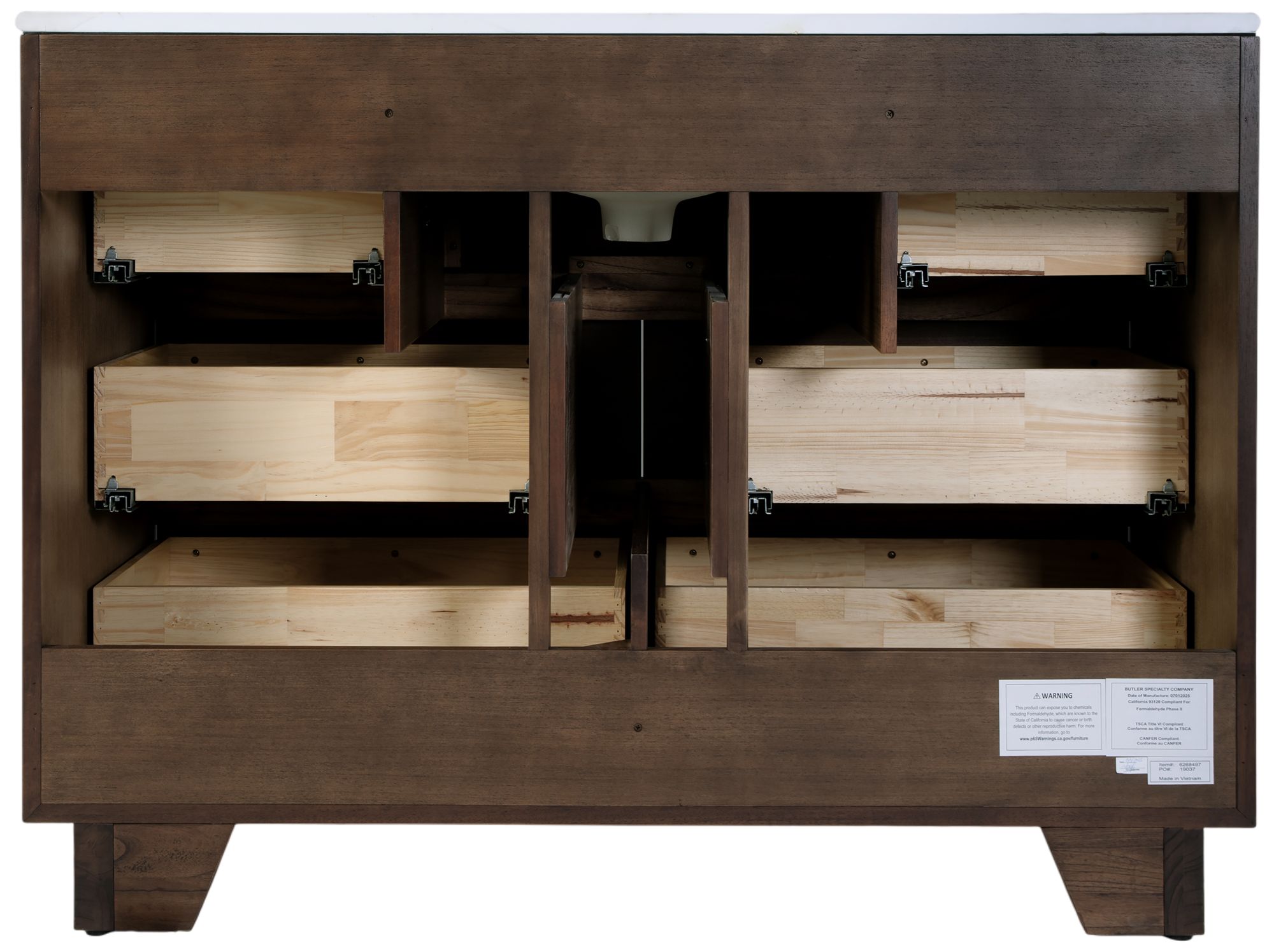 Image 7 Butler Specialty Company Halmstad 48 in. W 6 Drawer Vanity Set, Brown more views