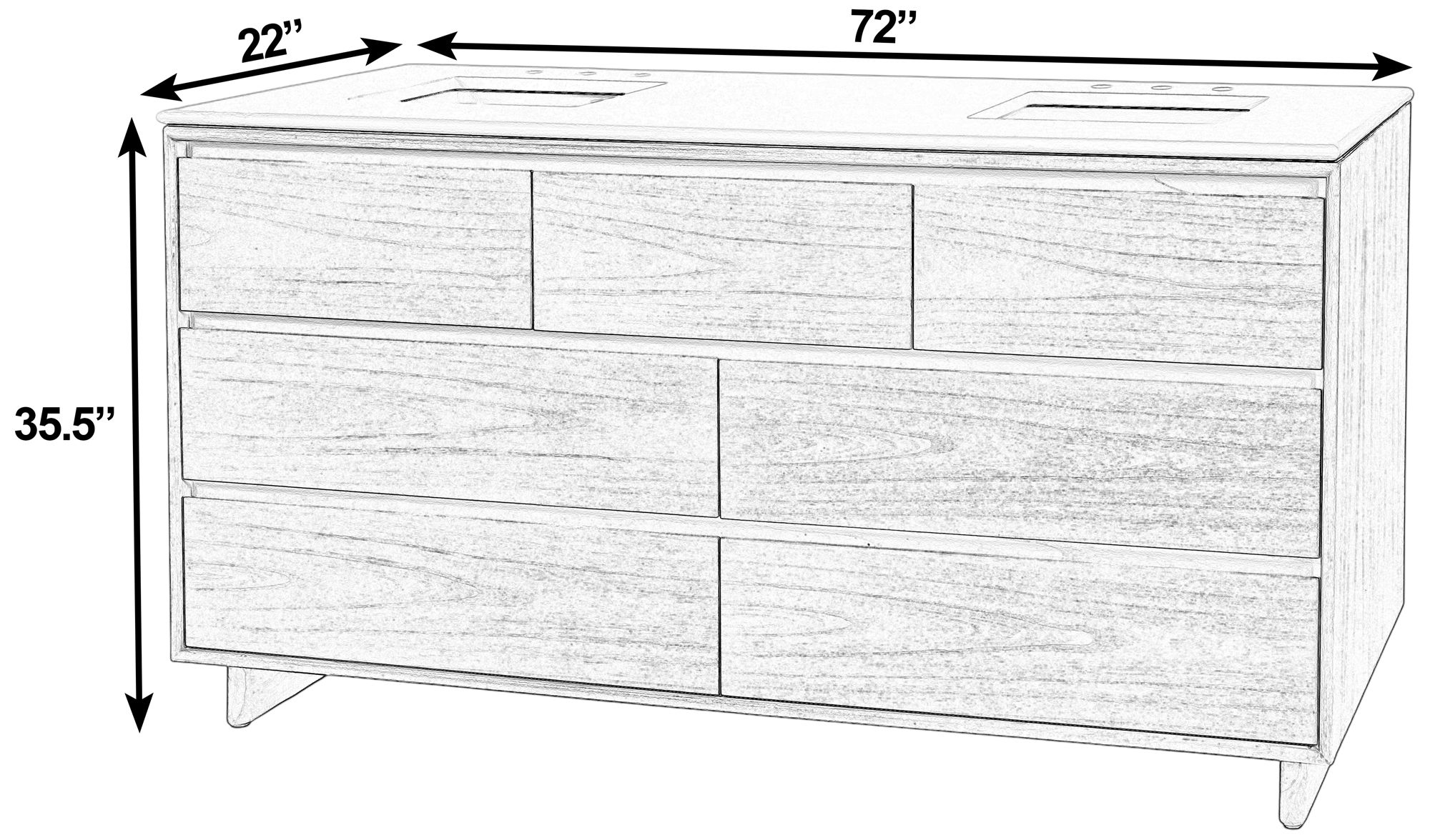 Butler Specialty Company Halmstad 72 in. W 5 Drawer Vanity Set, Blonde Oak