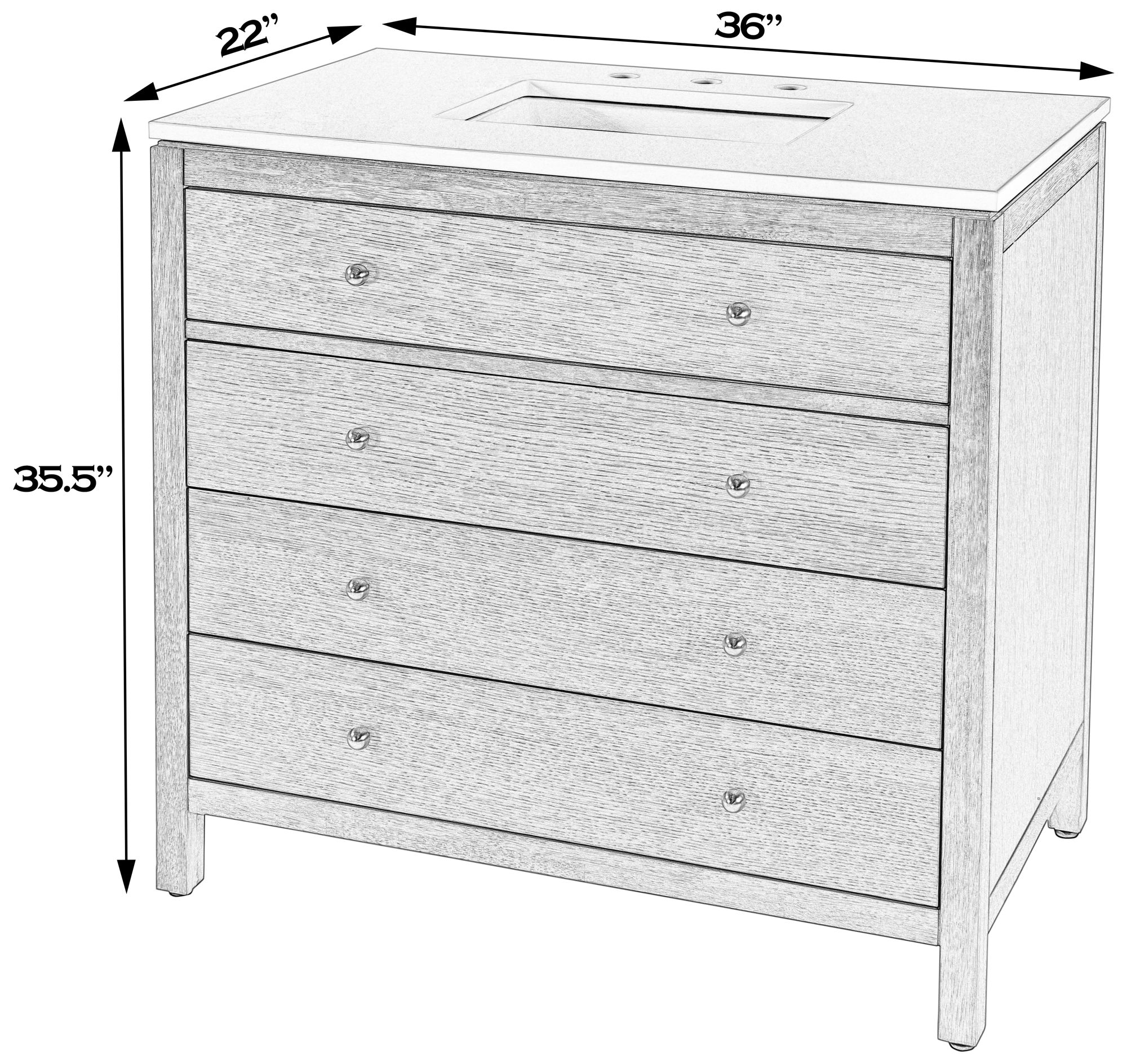 Butler Specialty Company Nora 36 in W Quartz Top Bathroom Vanity, Brown