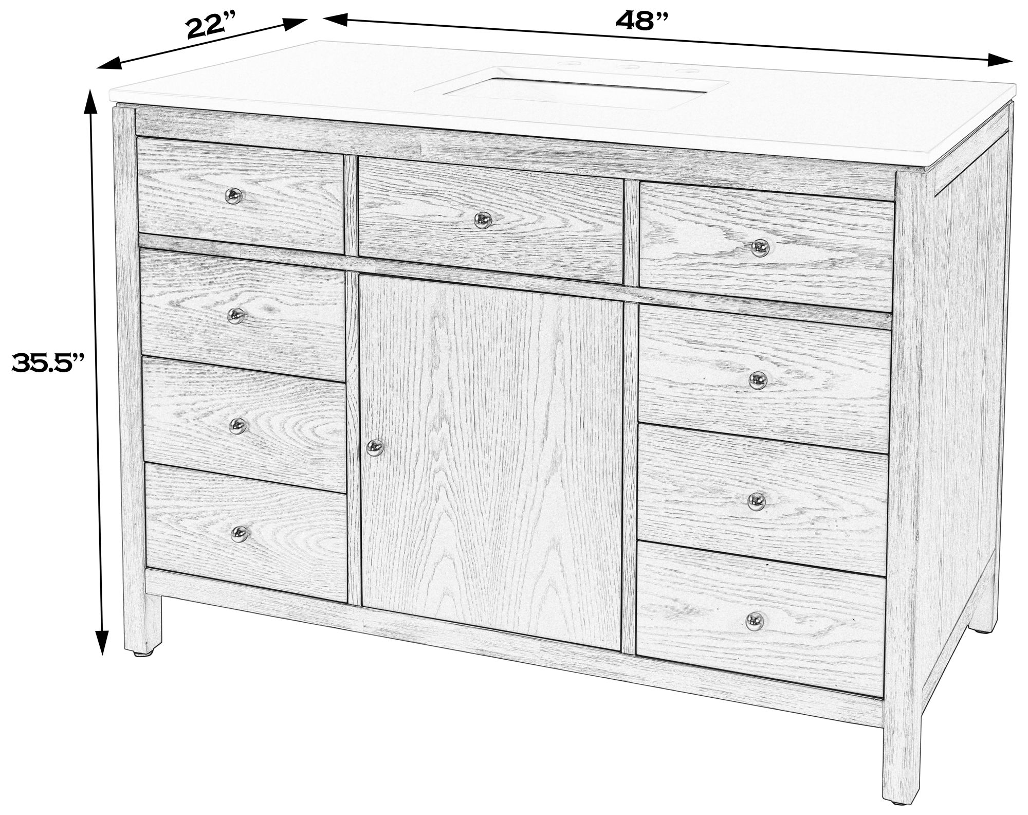 Butler Specialty Company Nora 48 in. W Quartz Bathroom Vanity, Light Brown