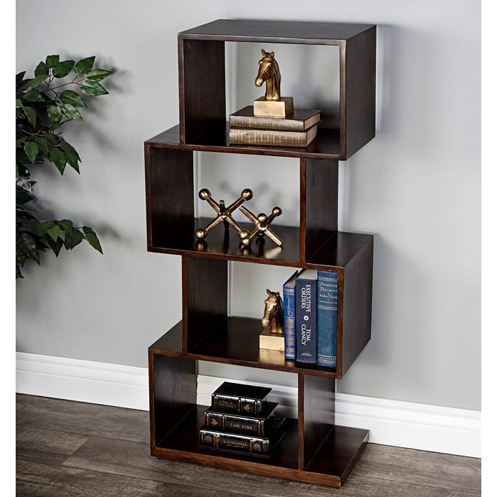 Butler Stockholm Coffee Brown Wood 4-Shelf Bookcase Etagere