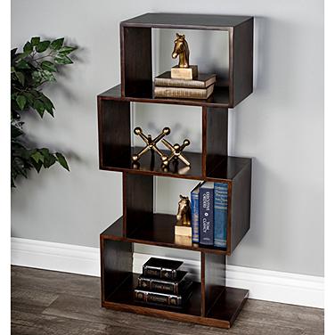 Butler Stockholm Coffee Brown Wood 4-Shelf Bookcase Etagere