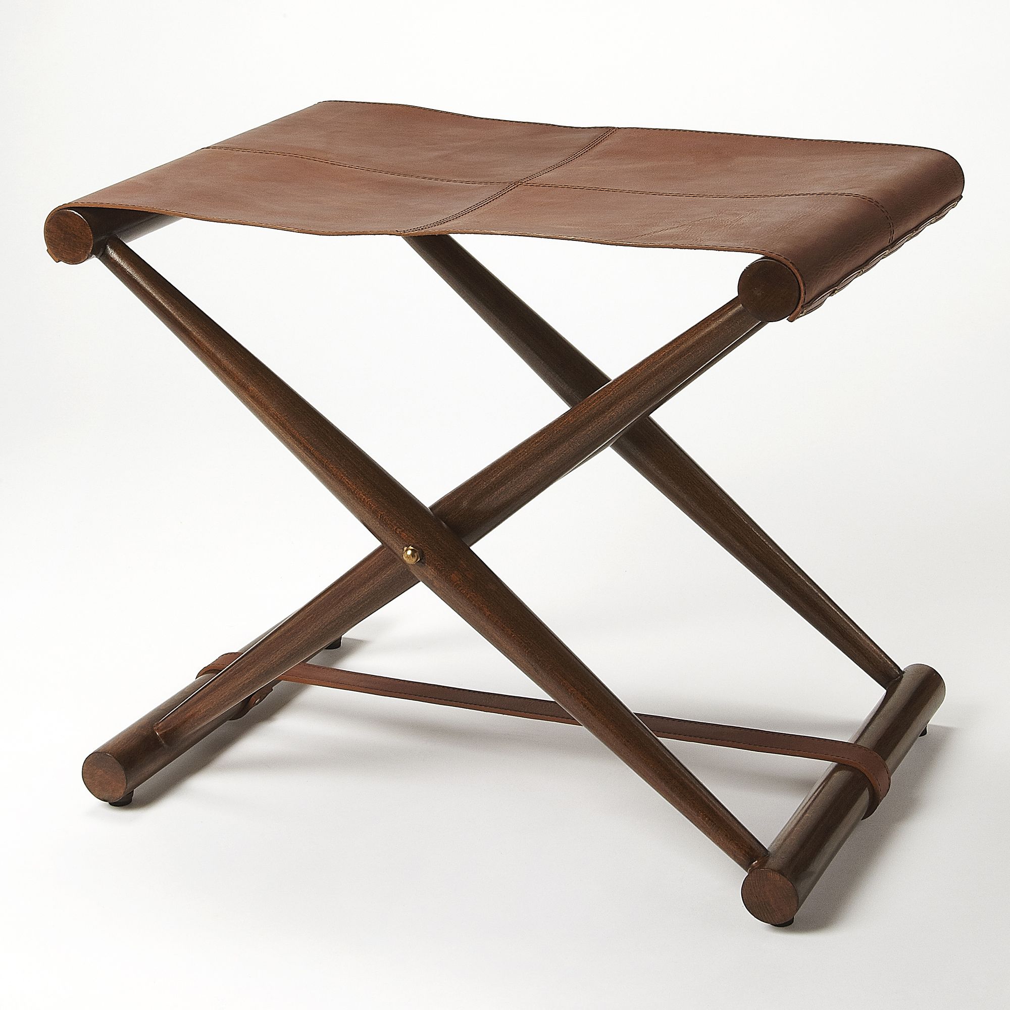 Butler Sutton Medium Brown Leather Folding Stool 77J88 Lamps Plus