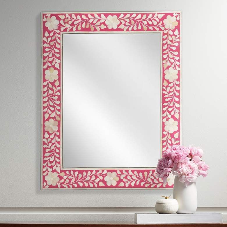 Image 1 Butler Vivienne Pink Bone Inlay 24 inch x 30 inch Wall Mirror