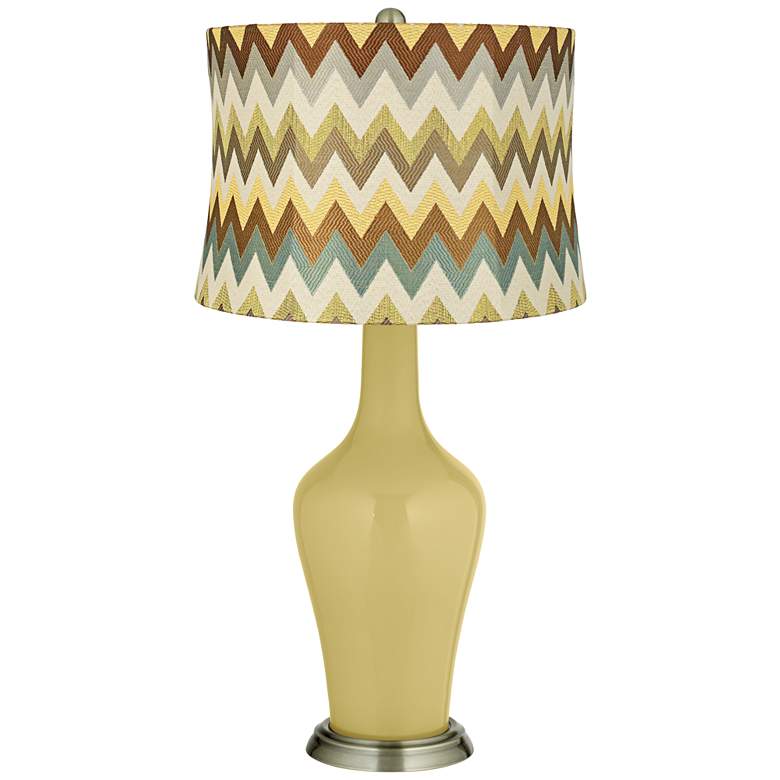 Image 1 Butter Up Blue and Brown Chevron Shade Anya Table Lamp