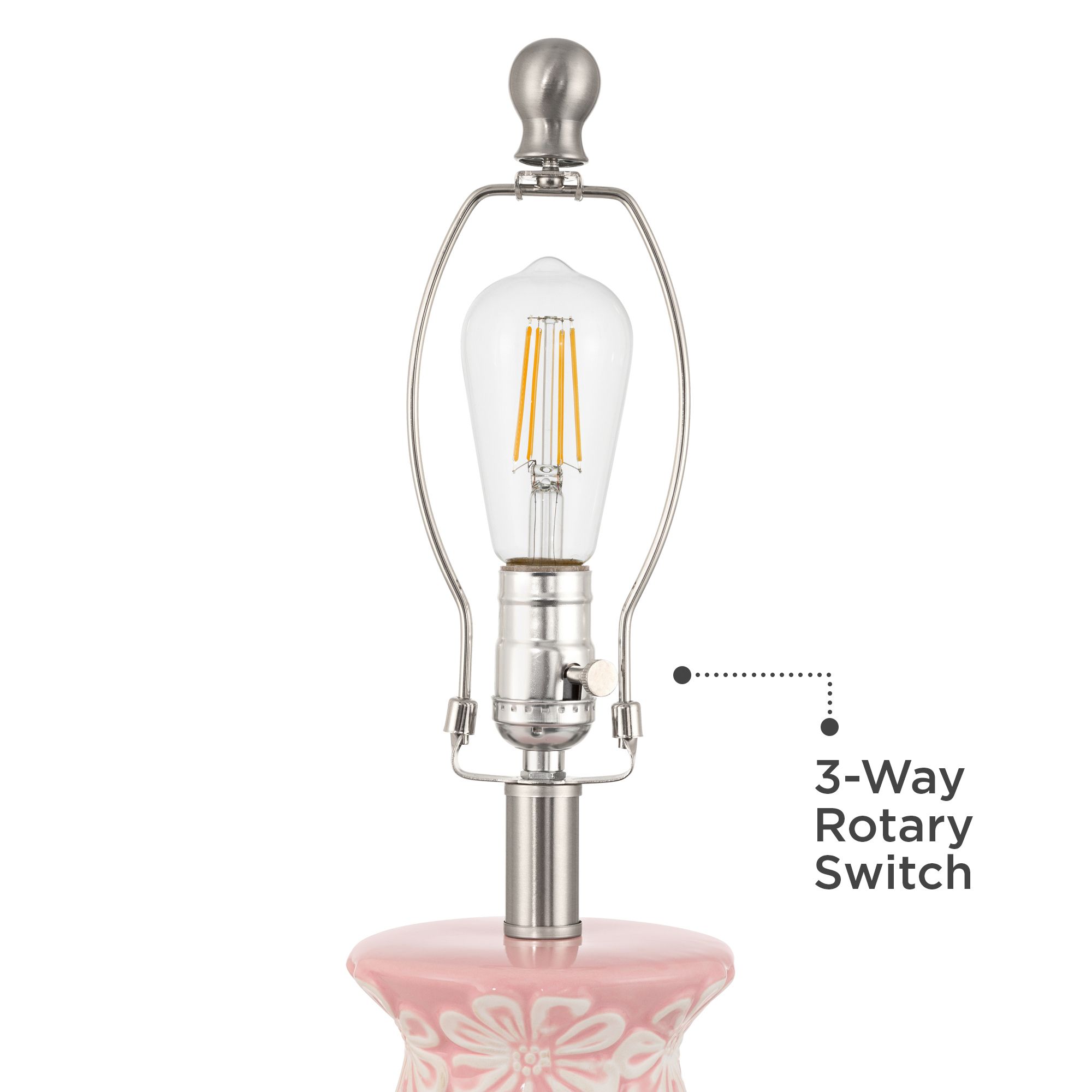 Image 5 Buttercup 25"H Pink and White Flowers Ceramic Table Lamp with Dimmer more views