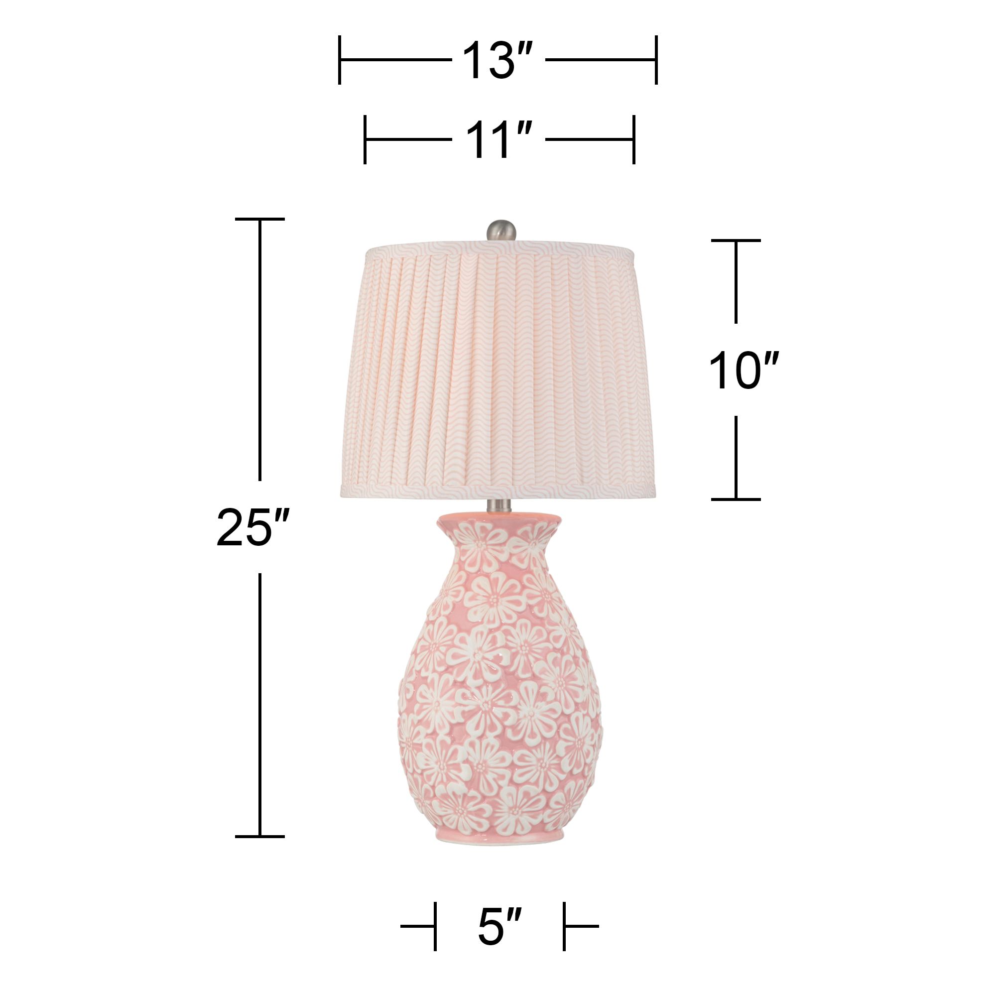 Buttercup 25"H Pink and White Flowers Ceramic Table Lamp with Dimmer