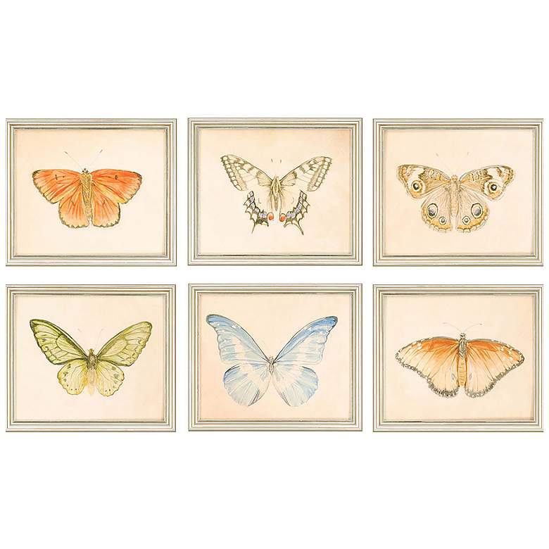 Image 1 Butterflies 13"W x 11"H Framed Art Set of 6