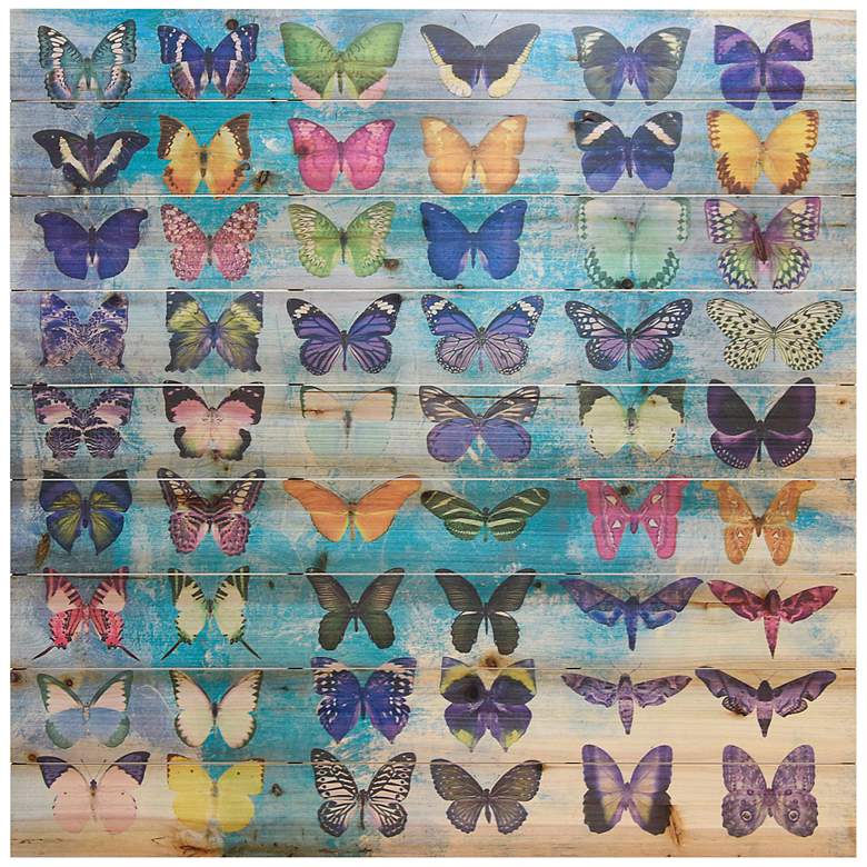 Image 2 Butterflies 36" Square Giclee Print Solid Wood Wall Art