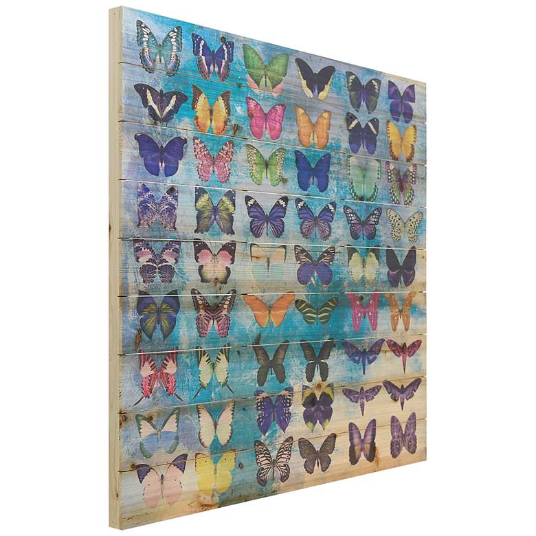 Image 4 Butterflies 36" Square Giclee Print Solid Wood Wall Art more views