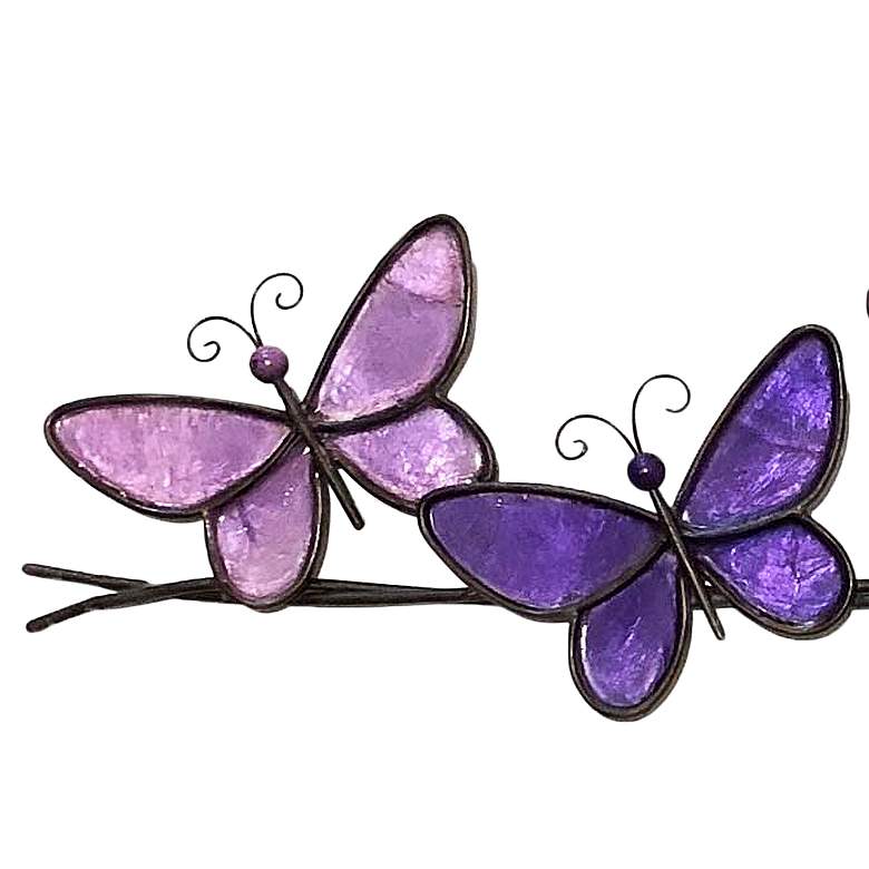 Image 3 Butterflies On A Wire 28 inch Wide Purple Capiz Shell Wall Decor more views