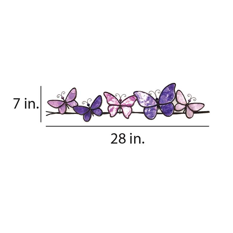 Image 4 Butterflies On A Wire 28 inch Wide Purple Capiz Shell Wall Decor more views
