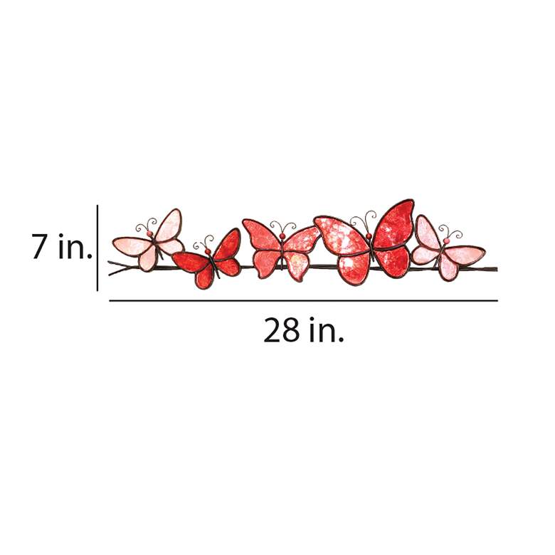 Image 4 Butterflies On A Wire 28" Wide Red Capiz Shell Wall Decor more views