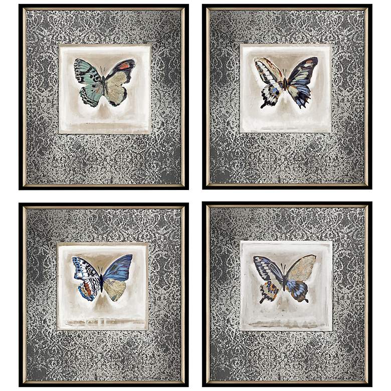 Image 3 Butterfly 22 inch High 4-Piece Giclee Framed Wall Art Set