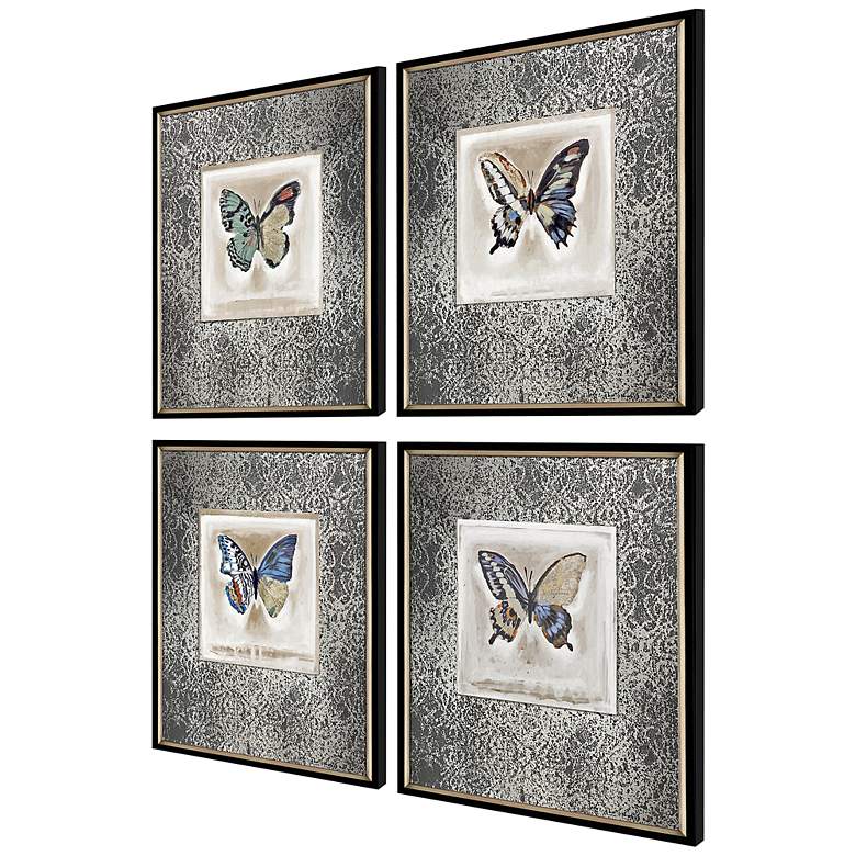 Image 5 Butterfly 22" High 4-Piece Giclee Framed Wall Art Set more views