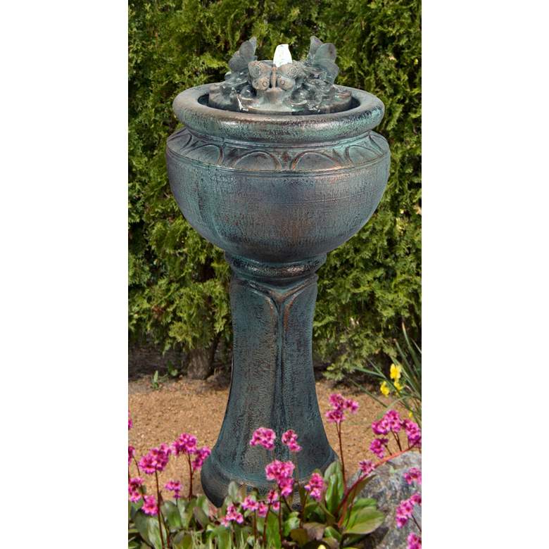 Image 1 Butterfly 36" High Bronze Patina Bubbler Fountain with Light