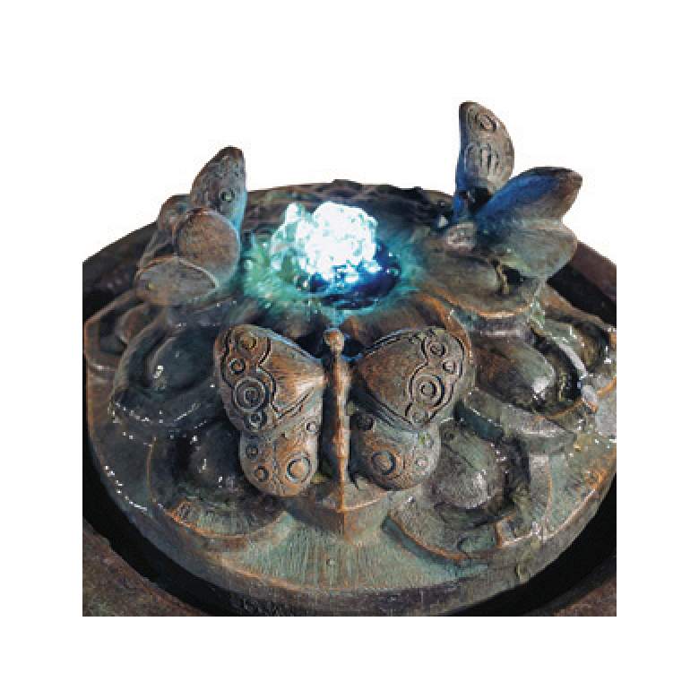 Image 2 Butterfly 36" High Bronze Patina Bubbler Fountain with Light more views