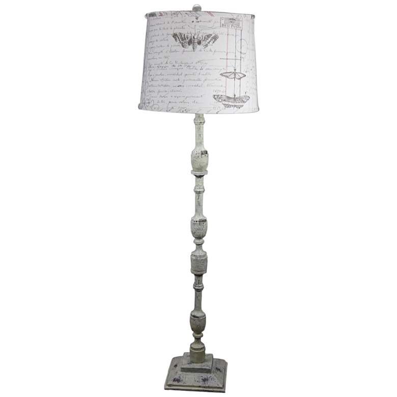 Image 1 Butterfly 60 inch HIgh Distressed Ivory Finish Floor Lamp