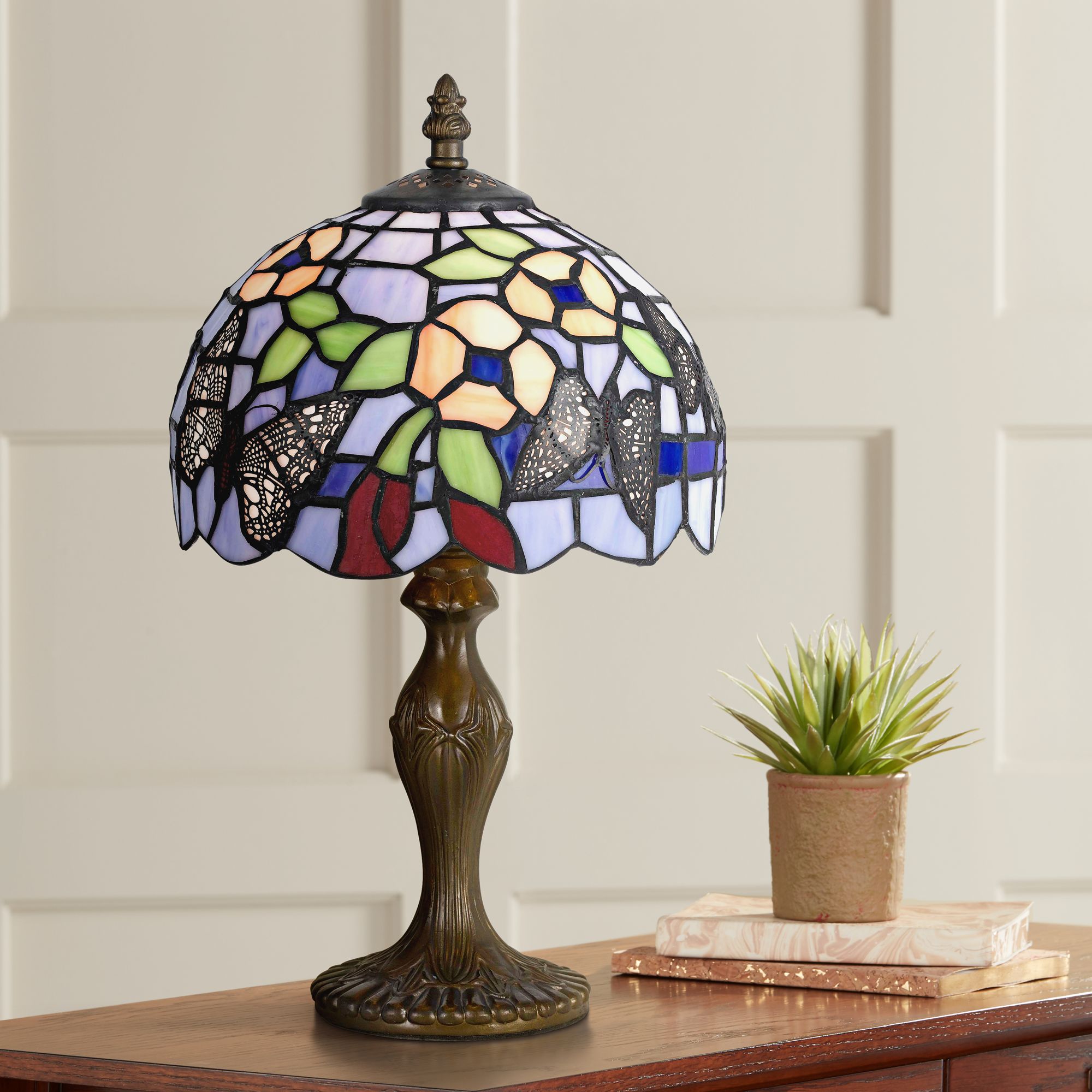 tiffany style lamp with butterflies