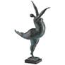 Butterfly Ballerina 24" High Green and Black Statue in scene