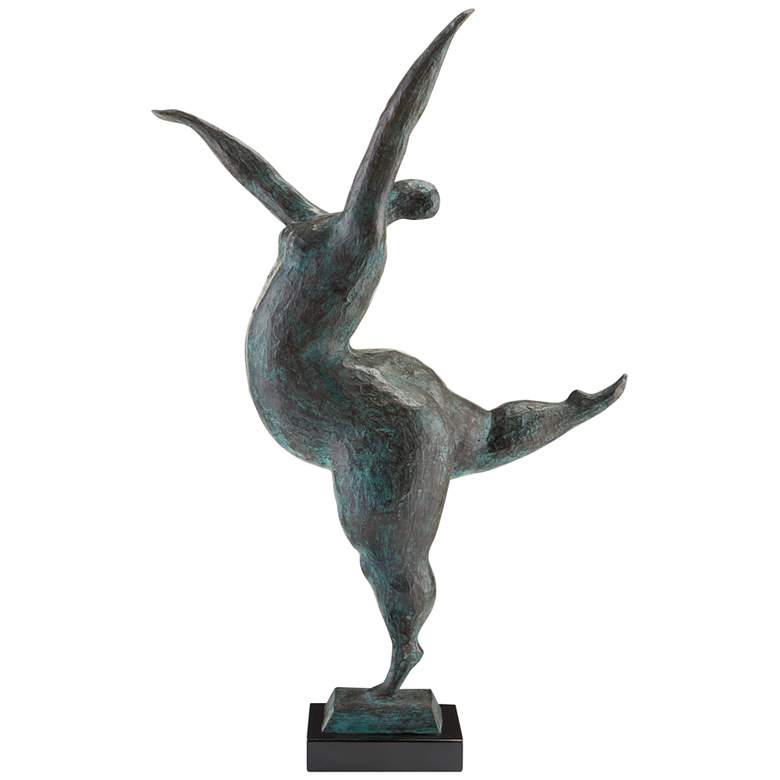 Image 4 Butterfly Ballerina 24" High Green and Black Statue more views
