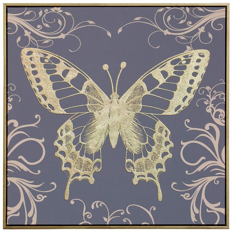 Image 1 Butterfly Beauty - Printed Canvas Framed with Foil Accents Wall Art