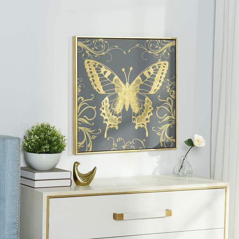 Image 1 Butterfly Beauty - Printed Canvas Framed with Foil Accents Wall Art