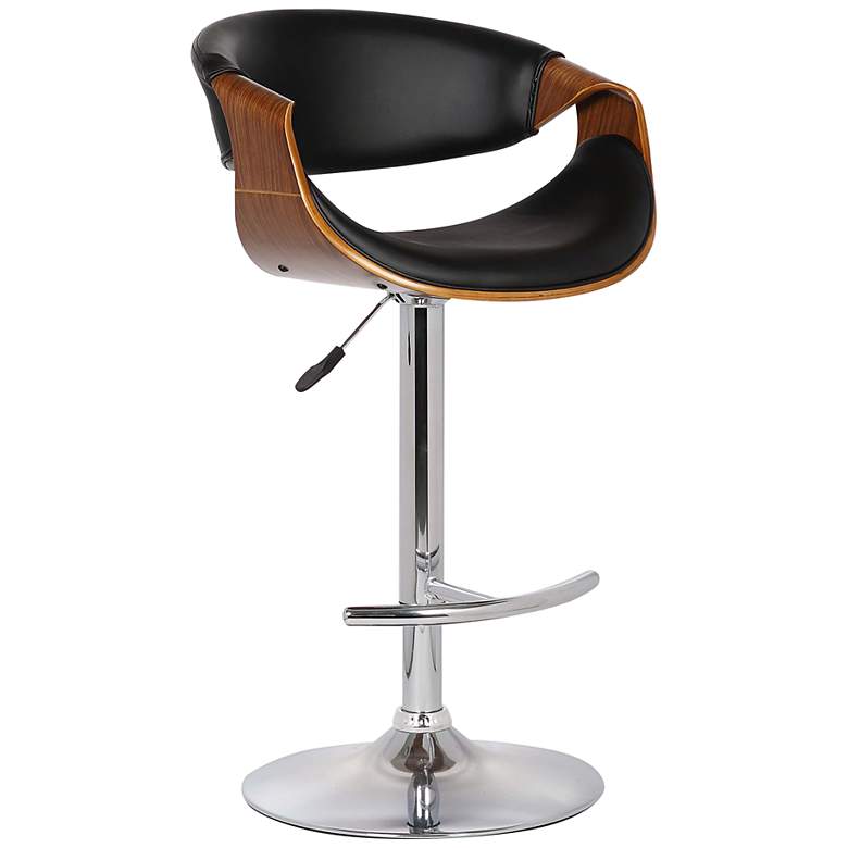Image 2 Butterfly Black Faux Leather Adjustable Swivel Bar Stool
