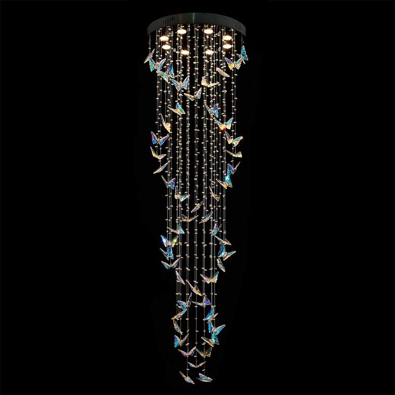 Image 1 Butterfly Dance 23 1/2 inch Wide Chrome Crystal Chandelier