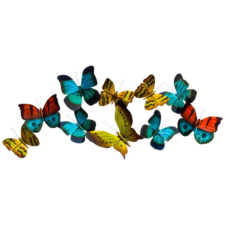 Image 2 Butterfly Flight 45 inch Wide Indoor - Outdoor Handmade Metal Wall Art