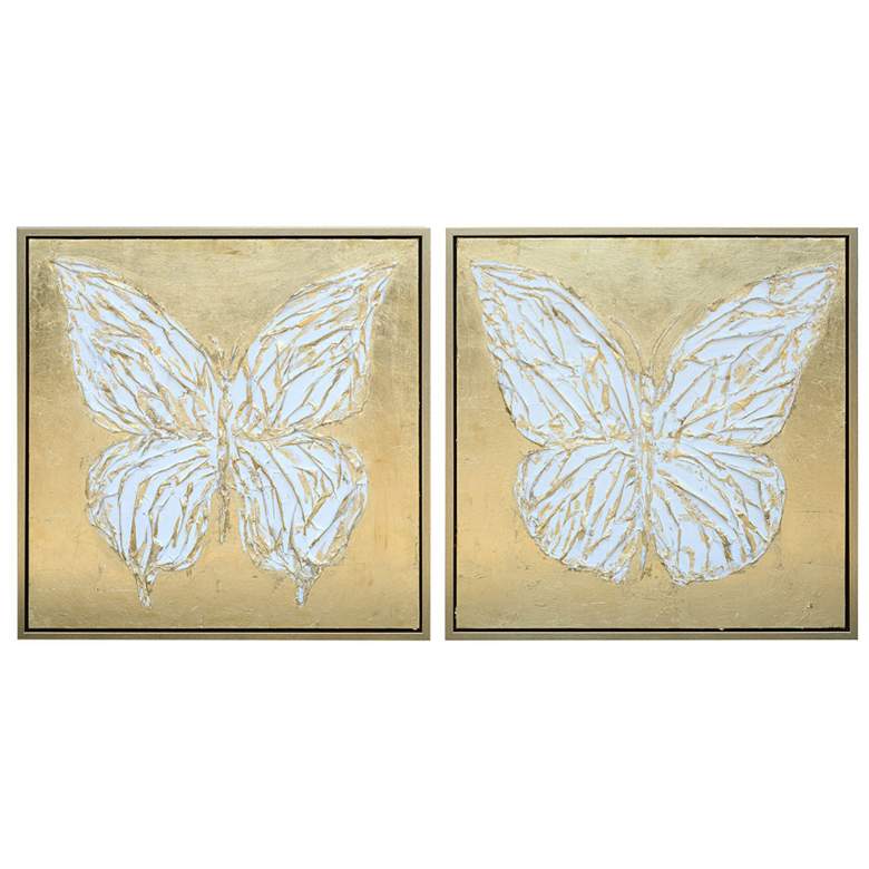 Image 1 Butterfly Fly Away - Framed Canvas Set - Set of 2 - 31.6 x 31.6