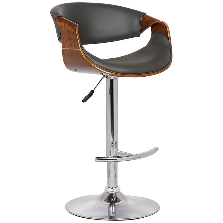 Image 2 Butterfly Gray Faux Leather Adjustable Swivel Bar Stool