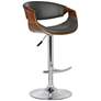 Butterfly Gray Faux Leather Adjustable Swivel Bar Stool