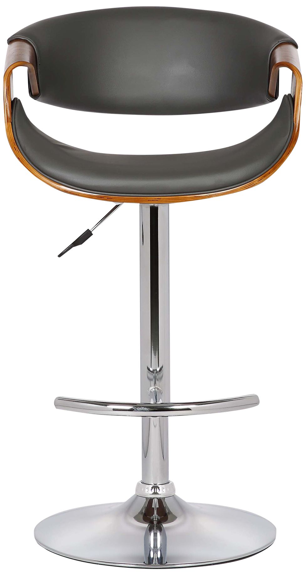 Butterfly Gray Faux Leather Adjustable Swivel Bar Stool