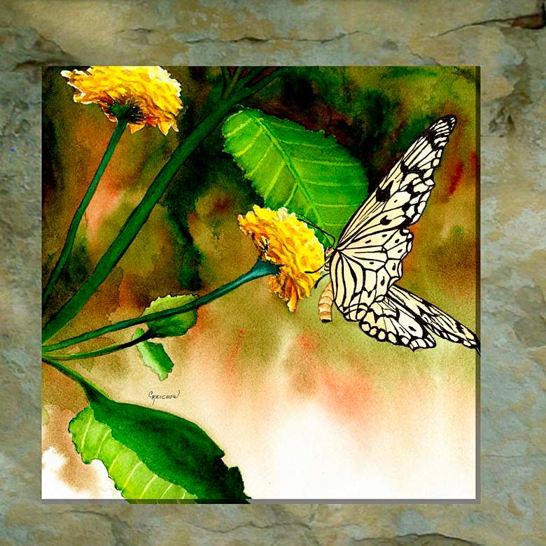 Image 1 Butterfly Kiss 24" Square Outdoor Canvas Wall Art