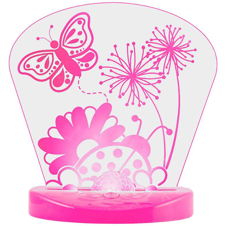 Image 1 Butterfly Pink Color-Changing Tabletop LED Night Light