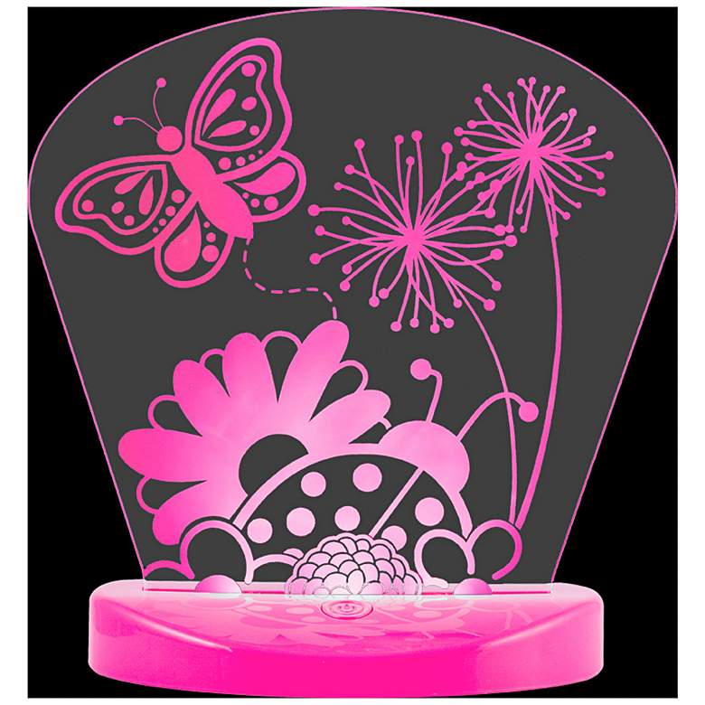 Image 3 Butterfly Pink Color-Changing Tabletop LED Night Light more views