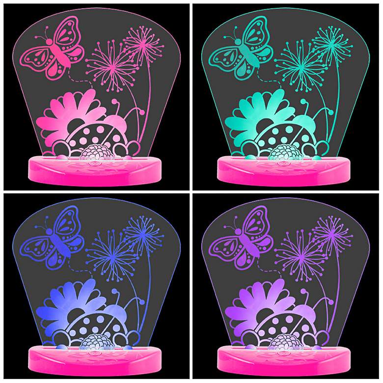Image 4 Butterfly Pink Color-Changing Tabletop LED Night Light more views
